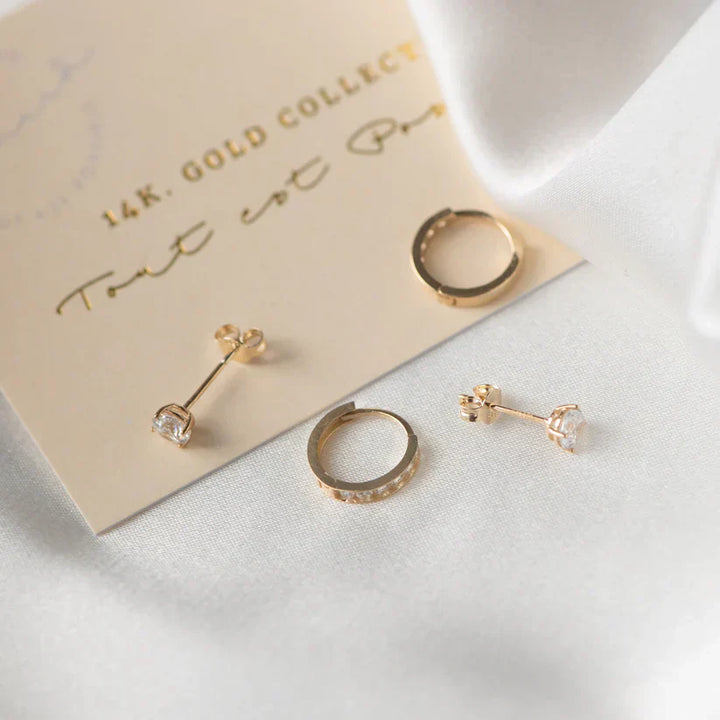 Elegant Dara Brillane Gold Stone Earrings Set