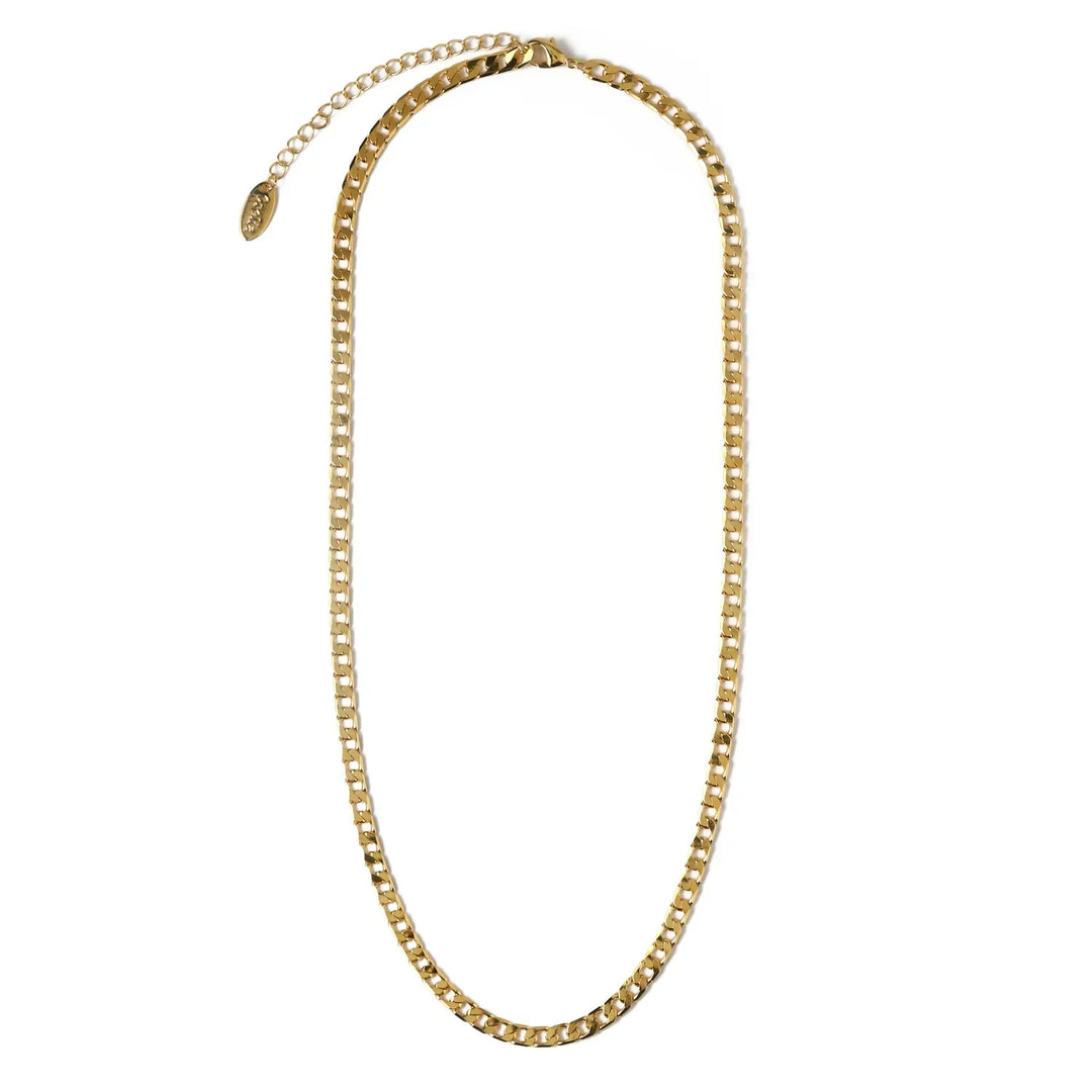 Vintage Flat Link Gold Curb Chain Necklace