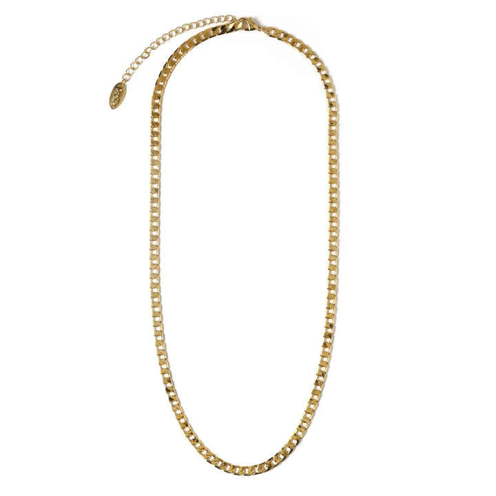 Vintage Flat Link Gold Curb Chain Necklace