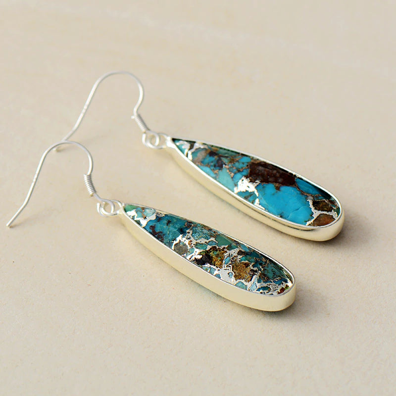 Chic Turquoise Jasper Teardrop Earrings