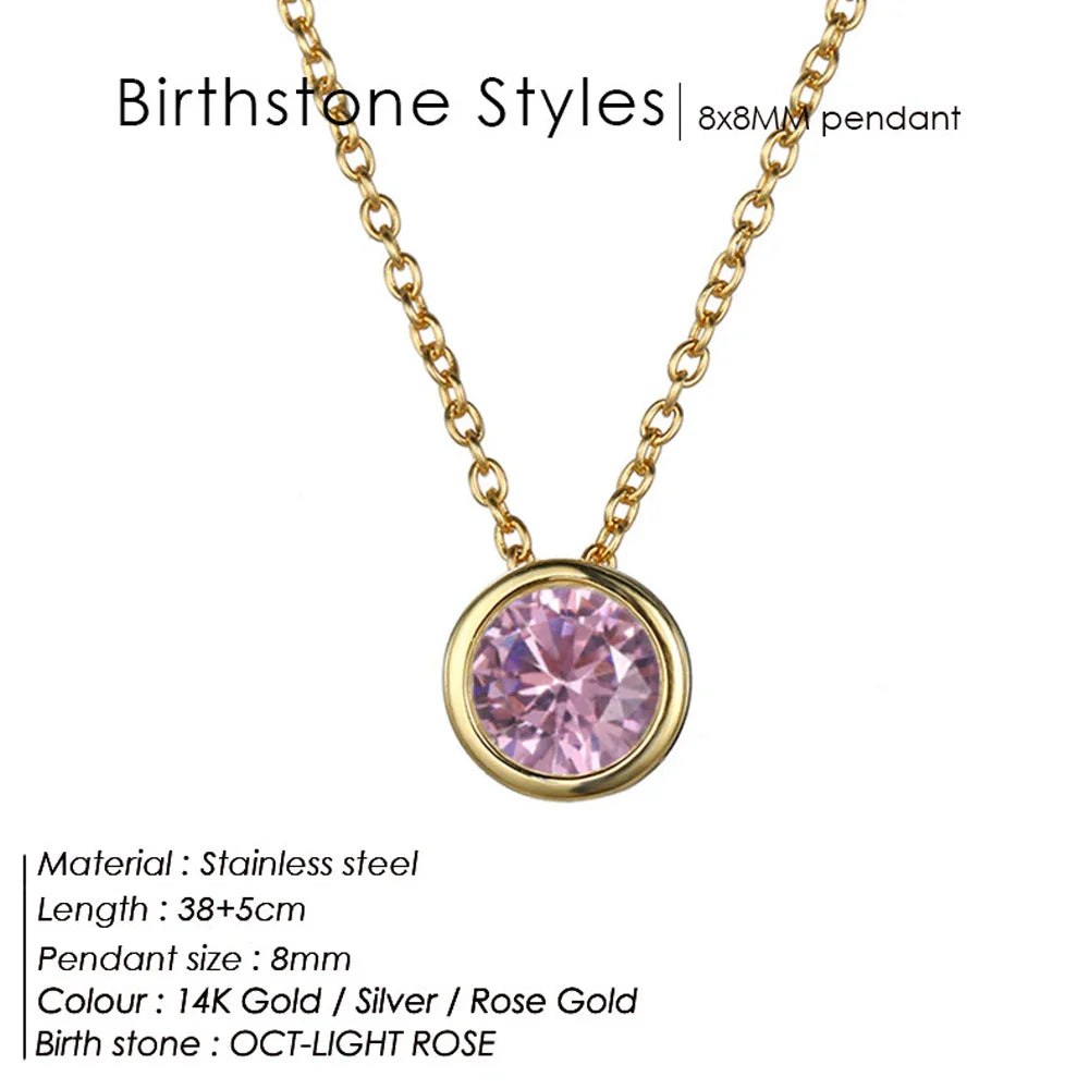 Exclusive Colorful Birthstone Stainless Steel Necklace
