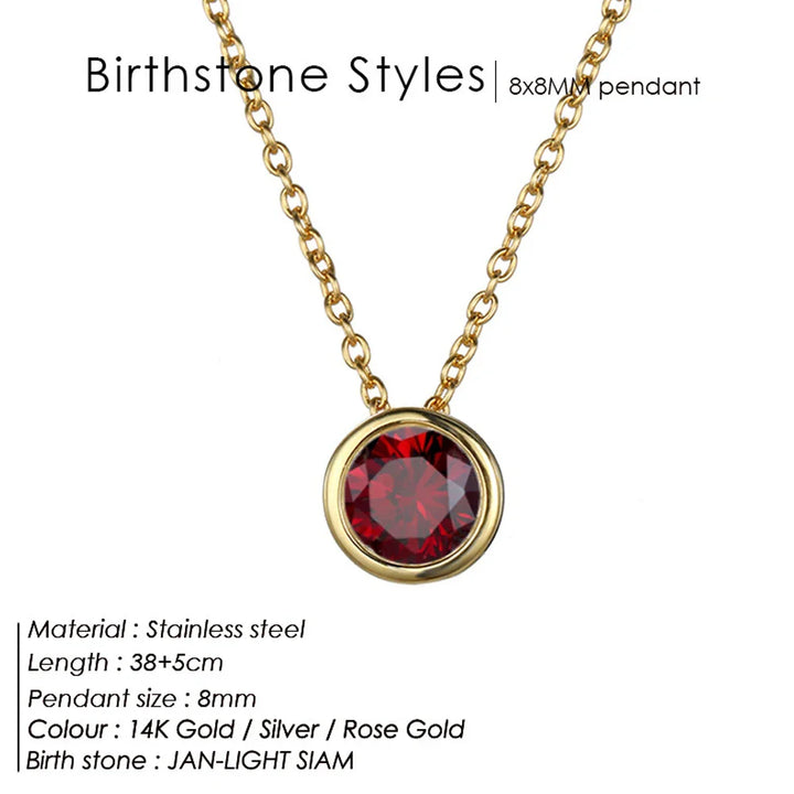 Exclusive Colorful Birthstone Stainless Steel Necklace