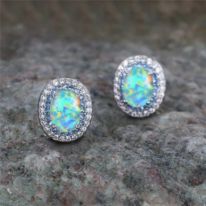 Antique Round Turquoise Stone Stud Earrings