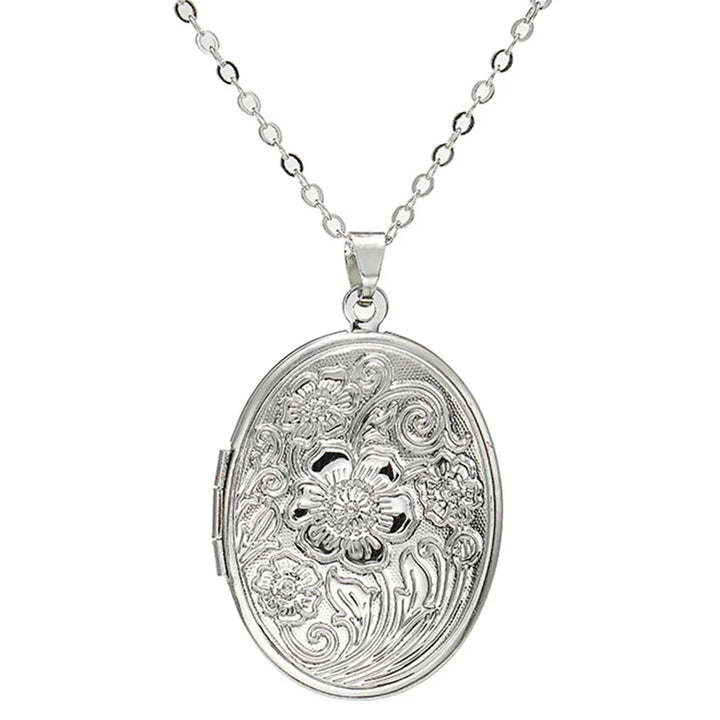 Timeless Engraved Oval Photo Locket Necklace