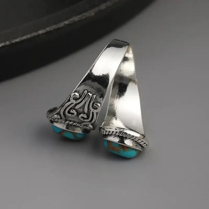 Elegant Vintage Turquoise Cross Band Ring