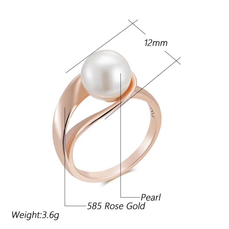 Exclusive Rose Gold Pearl Geometric Ring