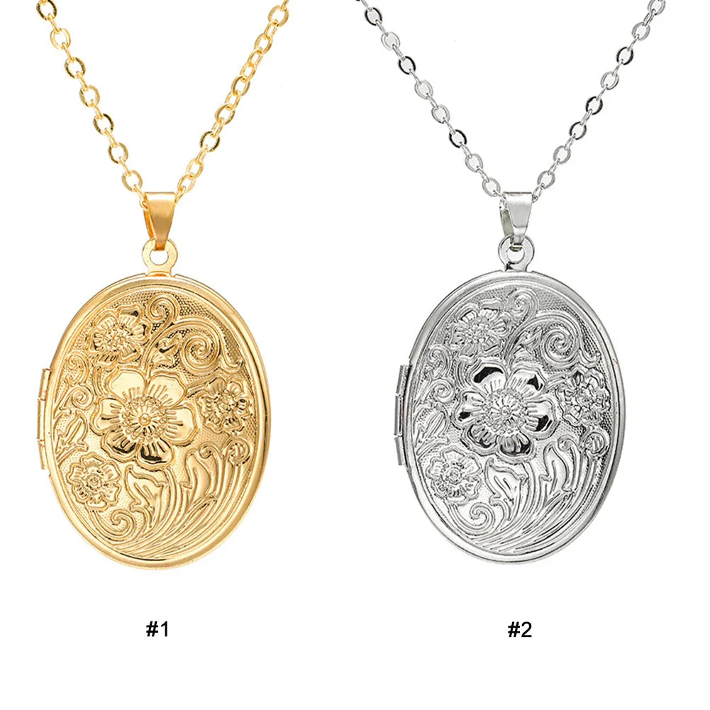 Timeless Engraved Oval Photo Locket Necklace