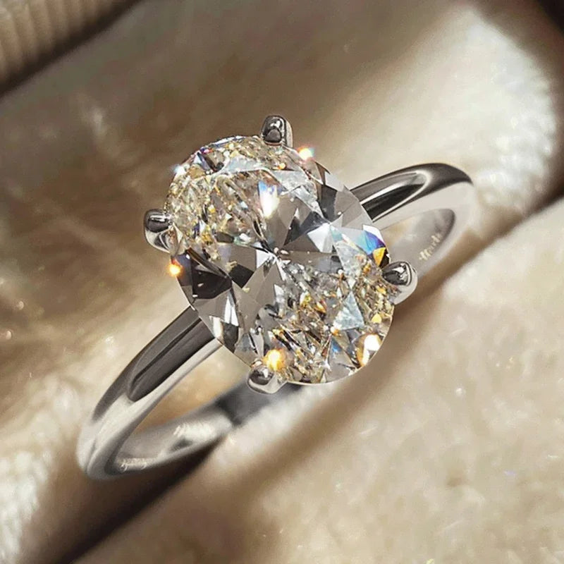 Elegant Oval Crystal Promise Ring