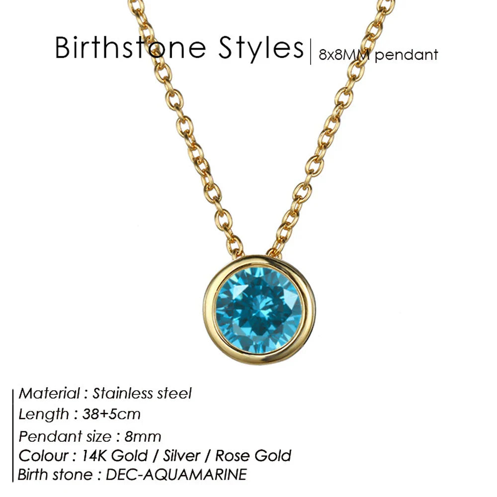 Exclusive Colorful Birthstone Stainless Steel Necklace
