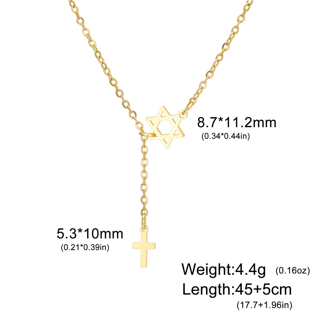 Stainless Steel Star & Cross Necklace