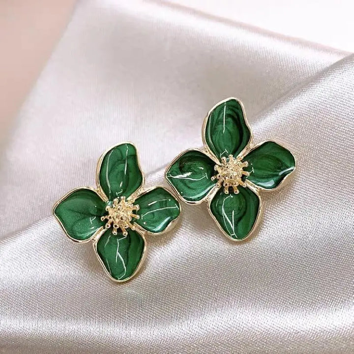 Chic Retro Drip Glaze Flower Earrings