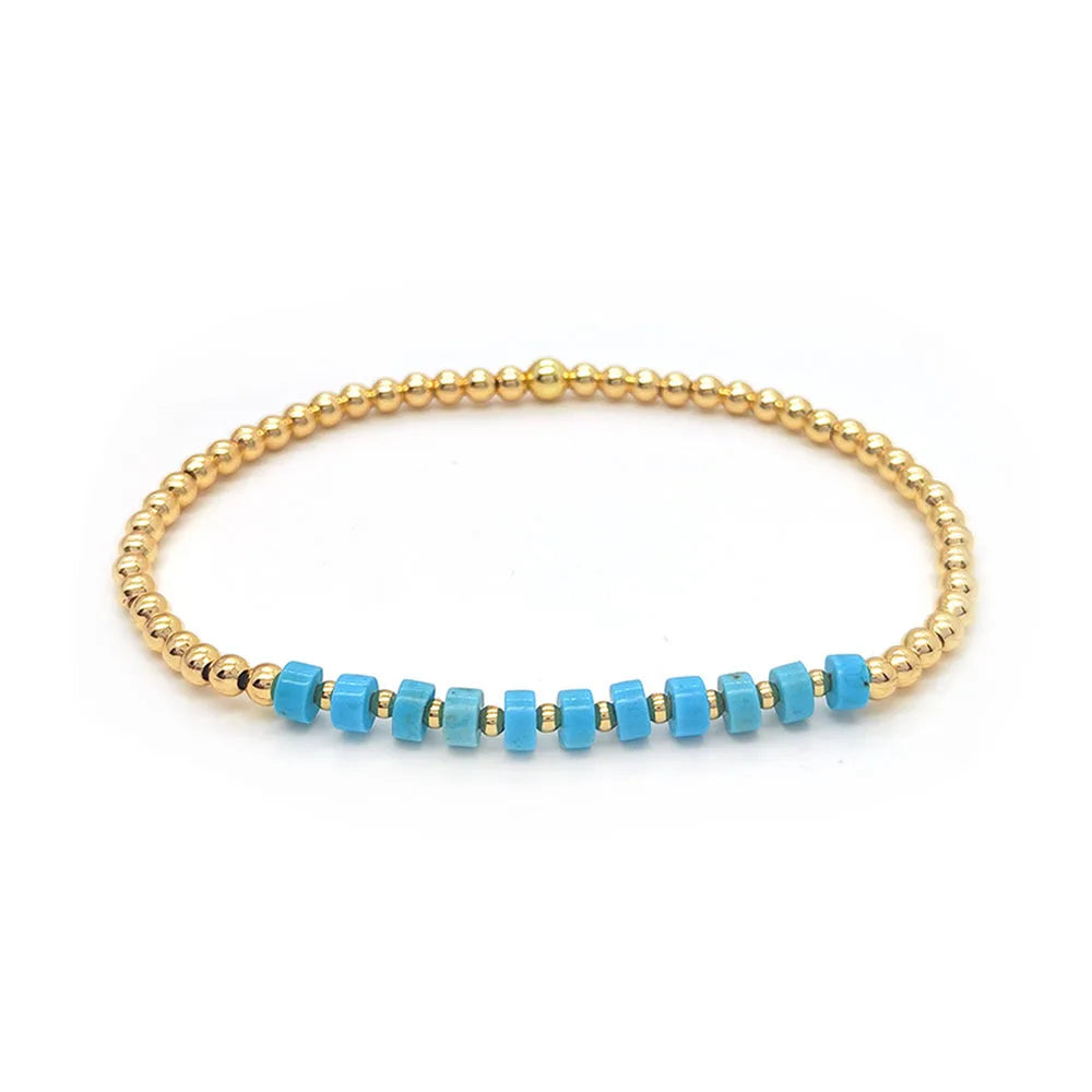 Vintage Turquoise Beaded Cross Charm Bracelet