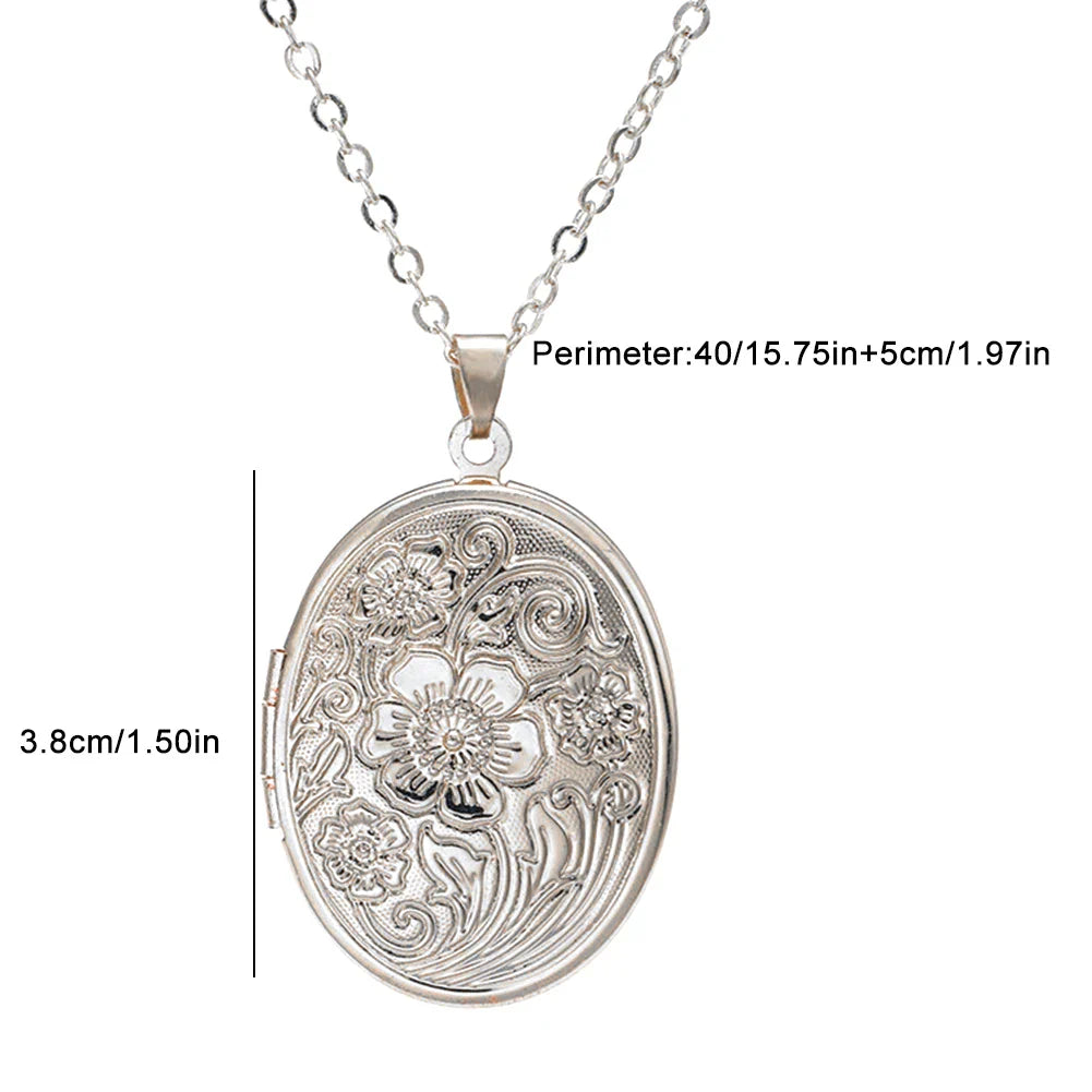 Timeless Engraved Oval Photo Locket Necklace