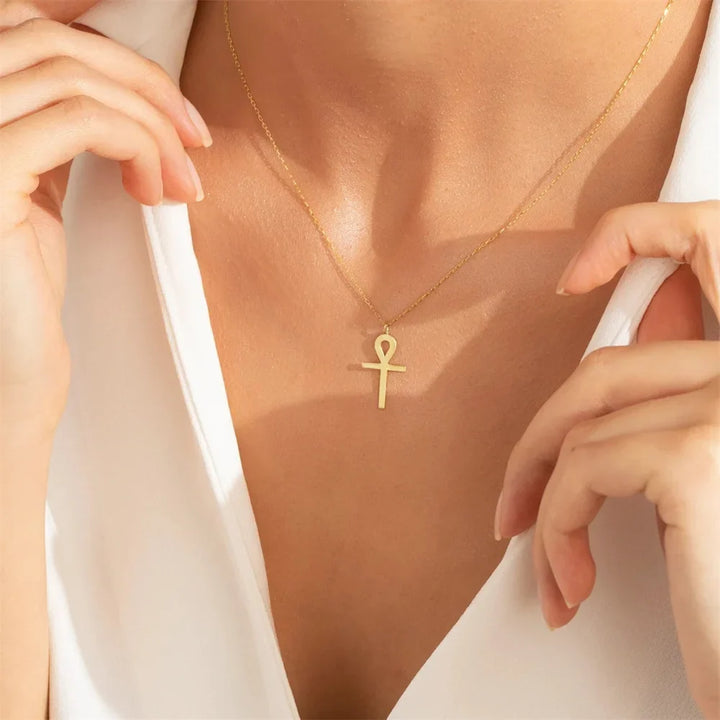 Golden Ankh Pendant Necklace