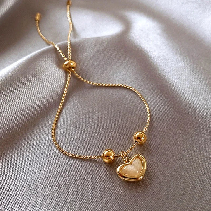Gold Plated Opal Peach Heart Bracelet
