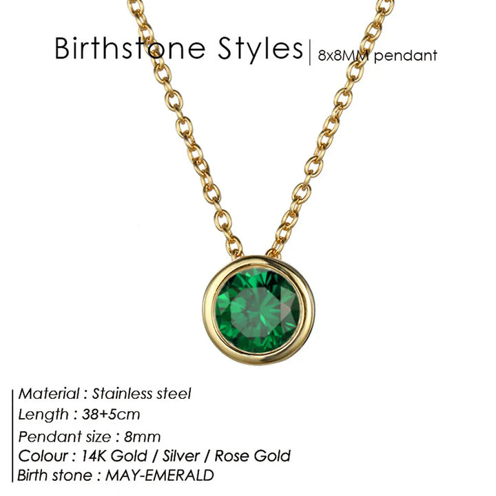 Exclusive Colorful Birthstone Stainless Steel Necklace