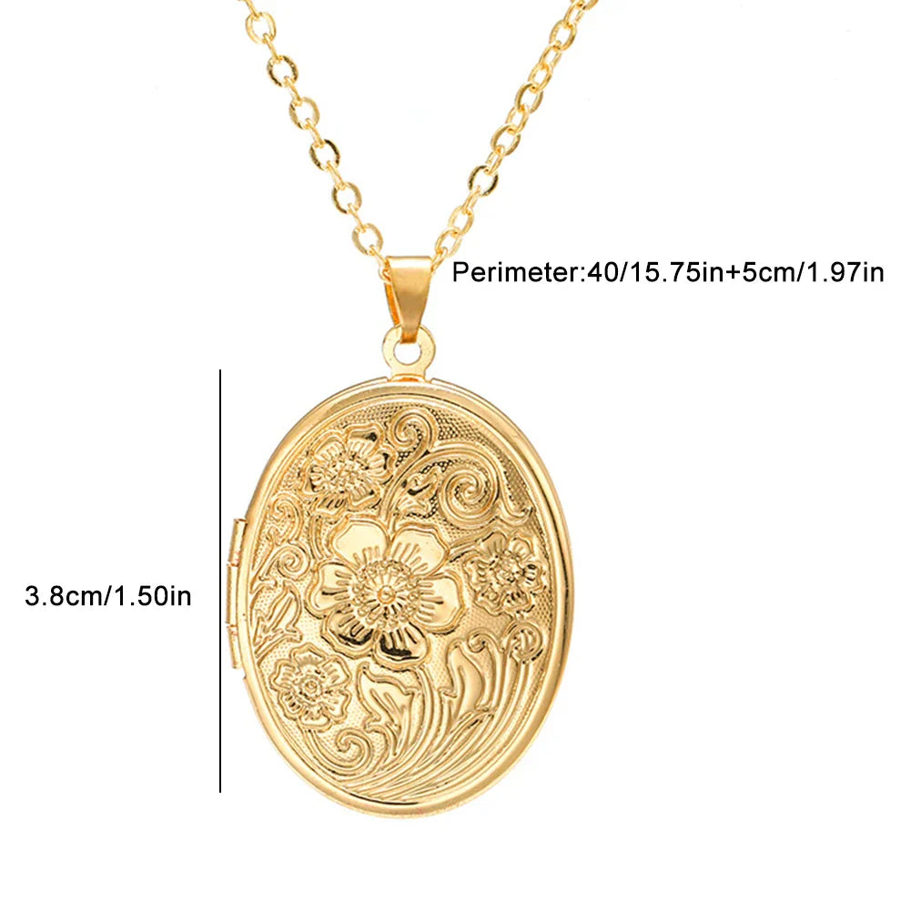 Timeless Engraved Oval Photo Locket Necklace
