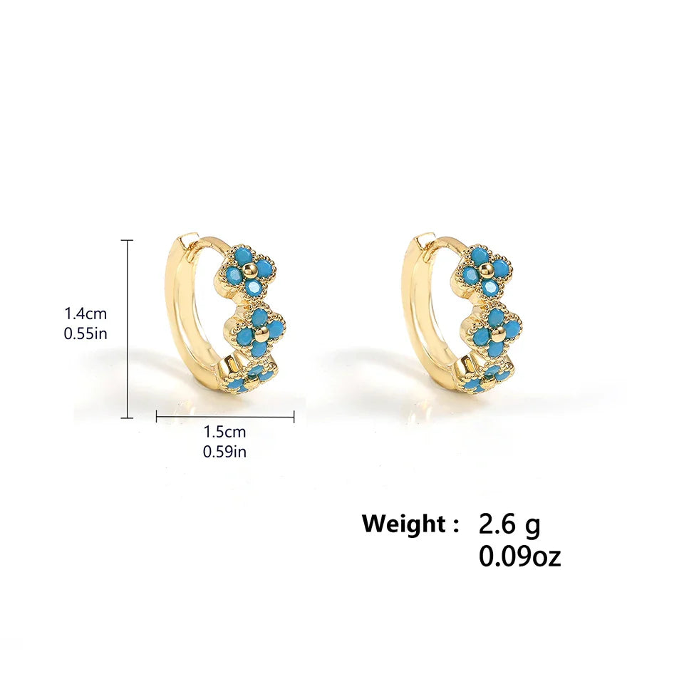 Chic Turquoise Blue Flower Hoop Earrings