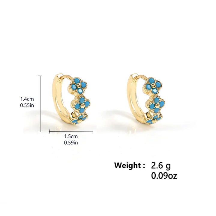 Chic Turquoise Blue Flower Hoop Earrings