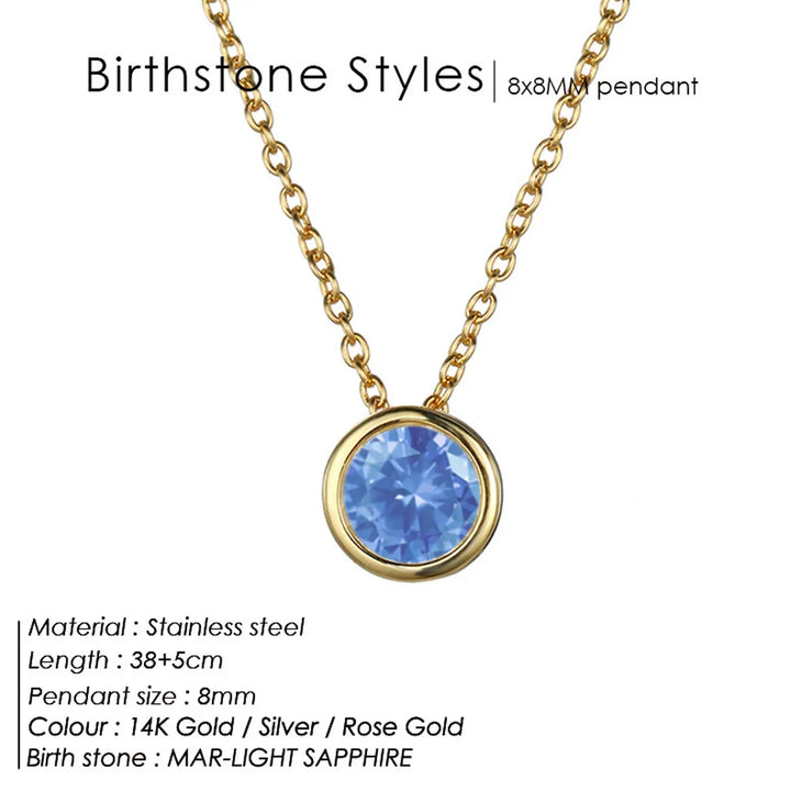 Exclusive Colorful Birthstone Stainless Steel Necklace