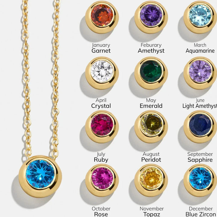 Exclusive Colorful Birthstone Stainless Steel Necklace