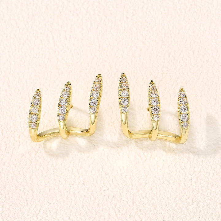 Elegant Rhinestone Three-Claw Earrings