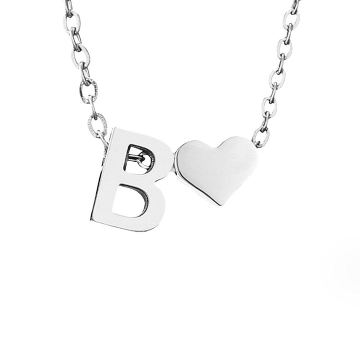 Minimalist Initial Necklace with Heart Charm